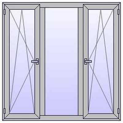 A218 Fenetre ALU 3 vtx 2 ouvrants fixe central