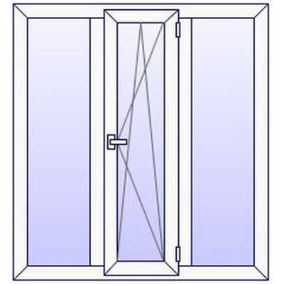 P48PN Porte Fenetre 3 vtx 2 fixe 1 ouvrant central