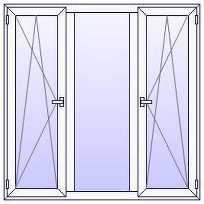 P47PN Porte Fenetre 3 vtx 2 ouvrants fixe central